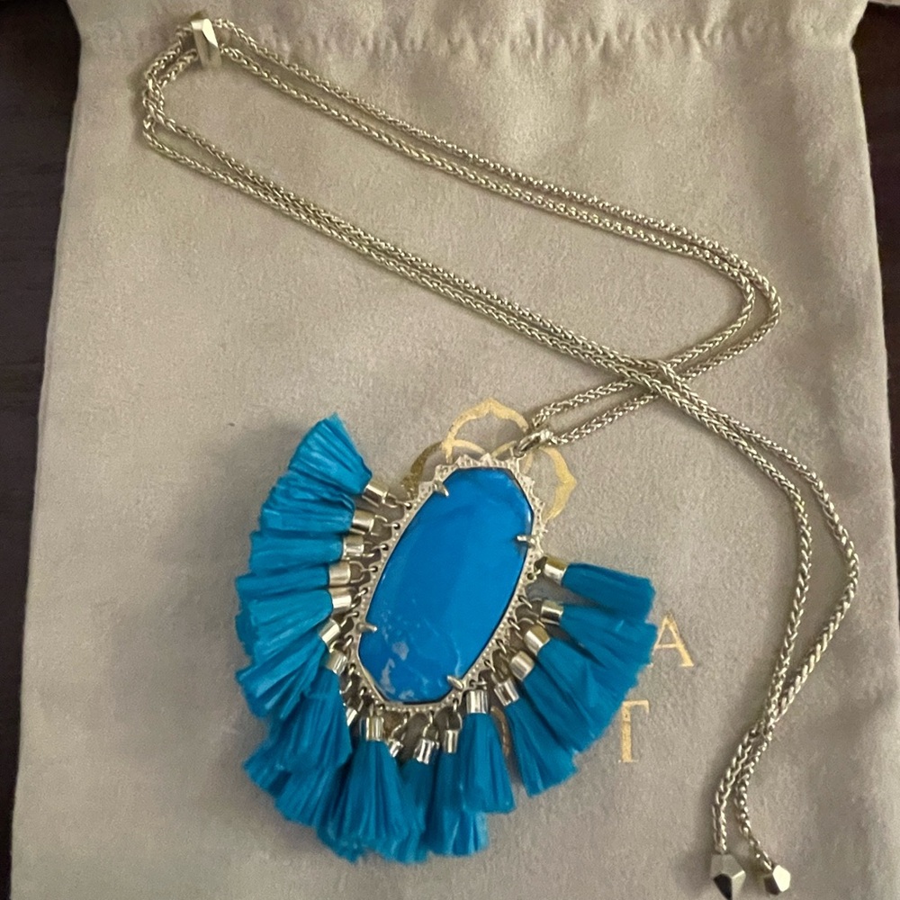 Kendra Scott Betsy Long Pendant Necklace Gold/ Aqua Howlite